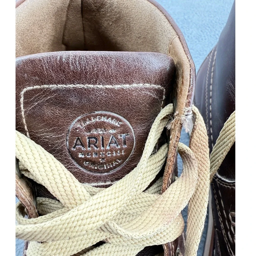 Ariat Men's 9.5D Brown Leather Chukka Moc Toe Lace Up Boots Work Style 10025144